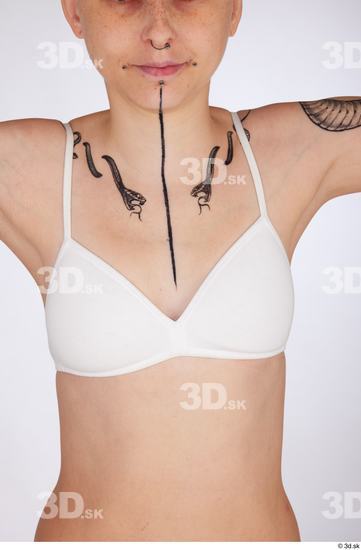 Chest Woman White Underwear Slim Studio photo references