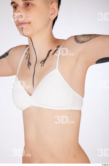 Chest Woman White Underwear Slim Studio photo references