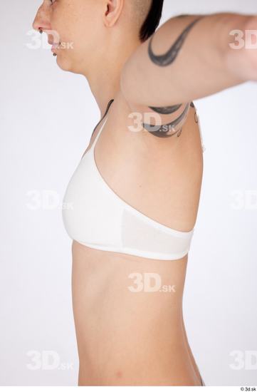 Chest Woman White Underwear Slim Studio photo references