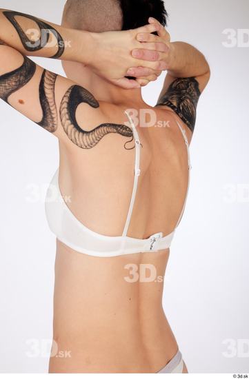 Back Woman White Underwear Slim Studio photo references