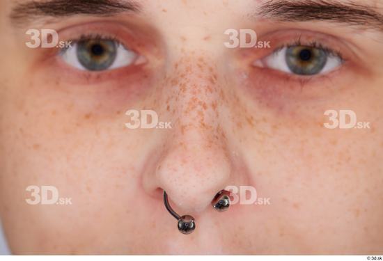 Nose Woman White Piercing Slim Studio photo references