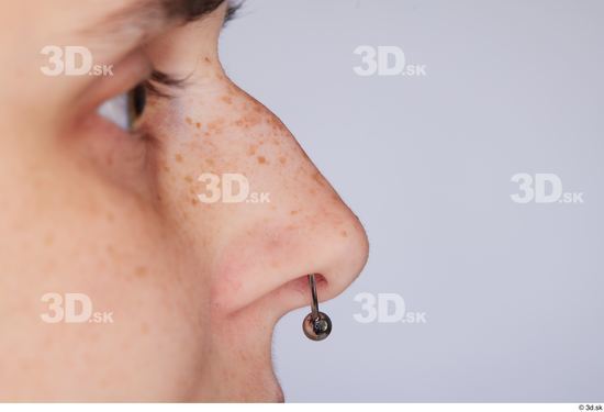 Nose Woman White Piercing Slim Studio photo references