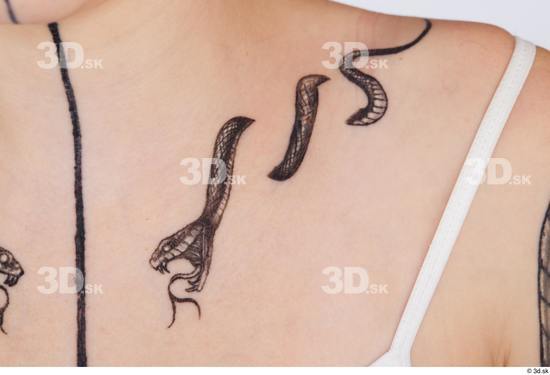 Upper Body Woman White Tattoo Slim Studio photo references