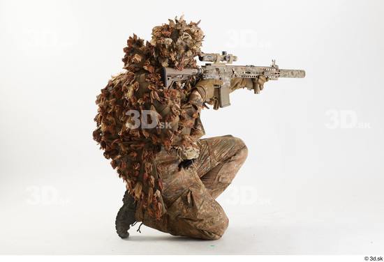 Whole Body Weapons-Rifle Man Pose with machine rifle White Army Athletic Studio photo references