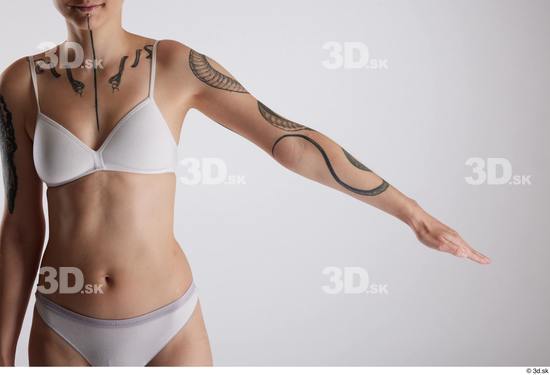 Arm Woman White Underwear Slim Studio photo references