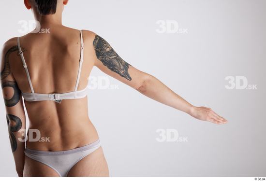 Arm Back Woman White Underwear Slim Studio photo references