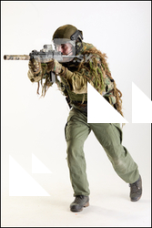  Alex Lee in Ghillie Crouching Shooting 