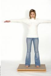 Whole Body Woman T poses Casual Slim Studio photo references