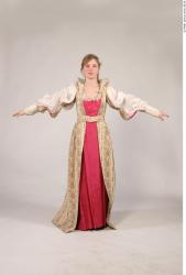 Whole Body Woman T poses White Historical Slim Costume photo references