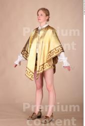 Whole Body Woman T poses White Historical Slim Costume photo references