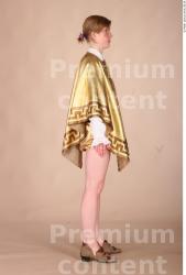 Whole Body Woman T poses White Historical Slim Costume photo references