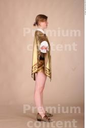 Whole Body Woman T poses White Historical Slim Costume photo references