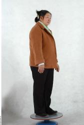 Whole Body Woman Asian Casual Overweight Studio photo references