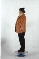 Whole Body Woman Asian Casual Overweight Studio photo references