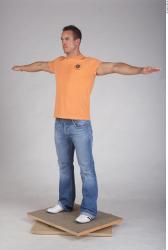 Whole Body Man T poses Casual Muscular Studio photo references