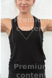 Upper Body Woman White Casual Singlet Slim