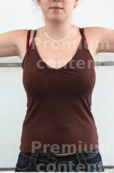 Upper Body Woman Casual Singlet Chubby Street photo references
