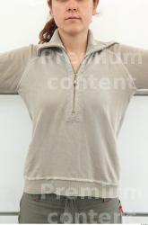 Upper Body Woman White Casual Sweatshirt Chubby