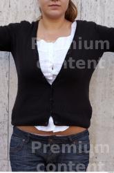 Upper Body Woman White Casual Sweater Overweight