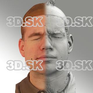 3D head scan of sneer emotion right - Petr