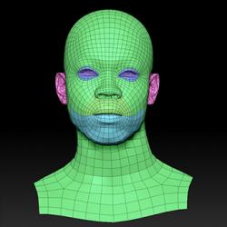Retopologized 3D Head scan of Max SubDivision