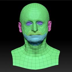 Retopologized 3D Head scan of Milan SubDivision
