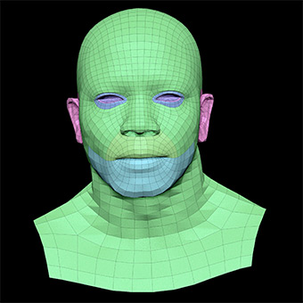 Head Man Black Bald 3D Retopologised Heads