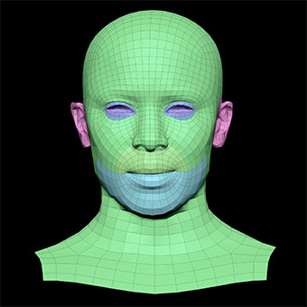 Head Woman Black 3D Retopologised Heads