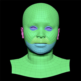 Head Woman Black 3D Retopologised Heads