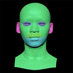 Retopologized 3D Head scan of Shamone Glenn SubDivision