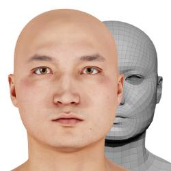 Retopologized 3D Head scan of Kawakami Nichiren